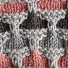 Load image into Gallery viewer, Pyramid stitch knitted cushion cover pattern - download