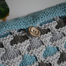 Load image into Gallery viewer, Knitted cushion cover duck egg colourway