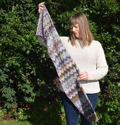 merino lace scarf knitting kit lilac purple 107