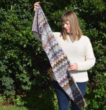 Load image into Gallery viewer, Multi coloured hand knitted merino scarf
