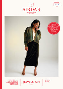 Sirdar 10720 Jewelspun Aran Textured Cardigan Knitting Pattern [Digital Download]
