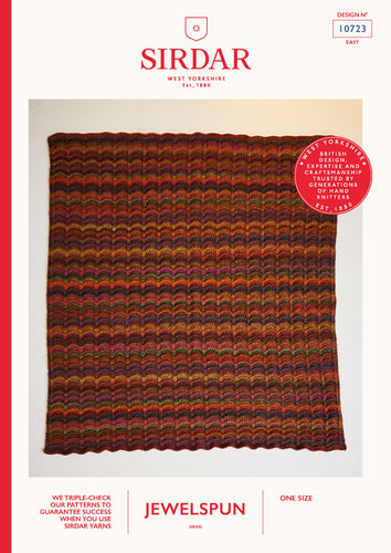 Sirdar 10723 Jewelspun Aran Knitted Blanket Pattern [Digital Download]
