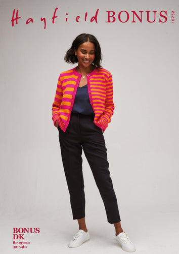 Sirdar 10752 Hayfield Bonus DK Striped Cardigan Knitting Pattern [Digital Download]