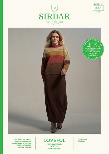 Sirdar 10770 Loveful 100% Recycled Acrylic Sweater Knitting Pattern [Digital Download]