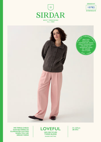 Sirdar 10782 Loveful 100% Recycled Tweed Double Knit Cardigan Knitting Pattern [Digital Download]