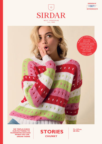 Sirdar 10871 Stories Wide Striped Sweater Knitting Pattern [Digital Download]
