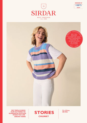 Sirdar 10875 Stories Chunky Striped Tank Knitting Pattern [Digital Download]