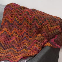 Load image into Gallery viewer, Chevron crochet blanket made with sirdar jewelspun
