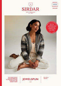 Sirdar Jewelspun aran Granny stitch cardigan crochet pattern 10727 - printed copy