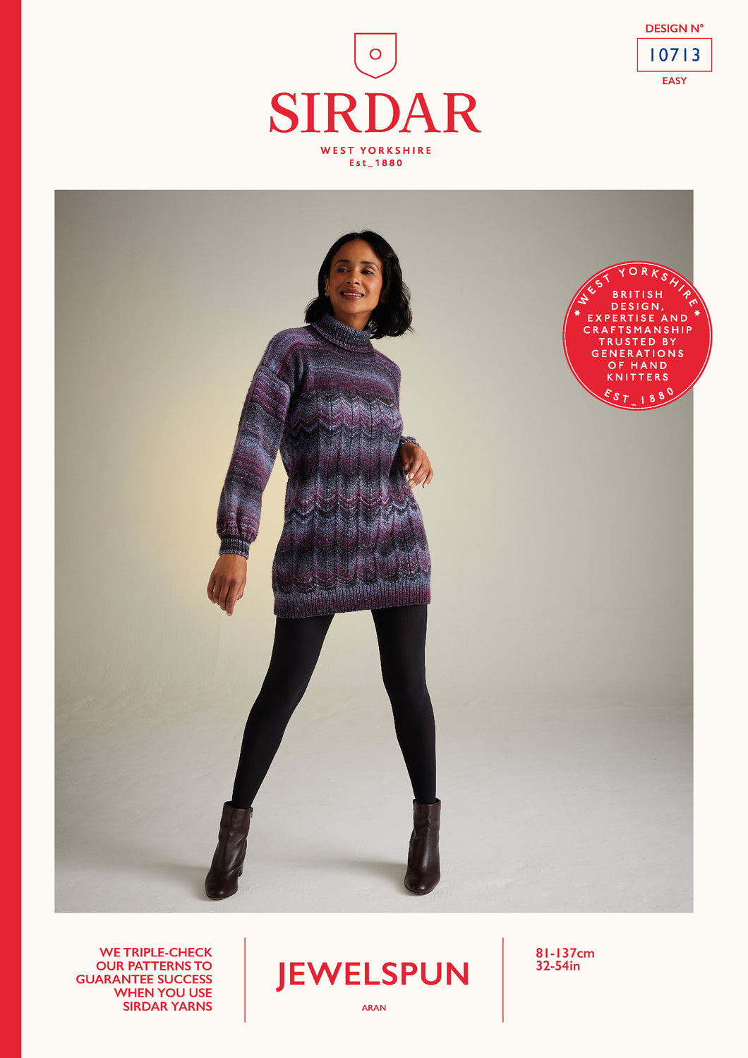 Sirdar Jewelspun aran tunic dress knitting pattern 10713 - printed copy