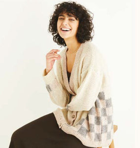 Sirdar 10302 Haworth Tweed Double Knit Intarsia Detail Cardigan Knitting Pattern [Digital Download]
