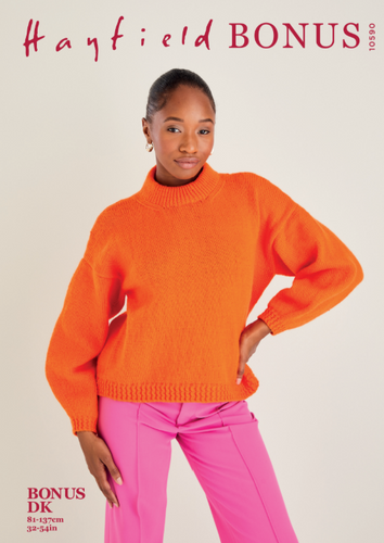 Sirdar 10590 Hayfield Bonus DK Crew Neck Sweater Knitting Pattern [Digital Download]