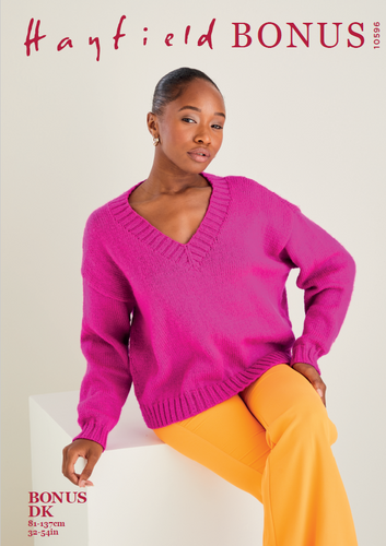 Sirdar 10596 Hayfield Bonus DK V Neck Sweater Knitting Pattern [Digital Download]
