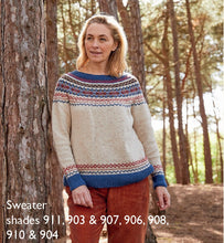 Load image into Gallery viewer, Sirdar 10690 Haworth Tweed Double Knit Fair Isle Yoke Sweater (top down) Knitting Pattern [Digital Download]