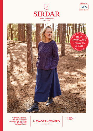Sirdar 10692 Haworth Tweed Double Knit Sweater Knitting Pattern [Digital Download]