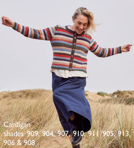 Sirdar 10693 Haworth Tweed Double Knit Striped Crew Neck Cardigan Knitting Pattern [Digital Download]