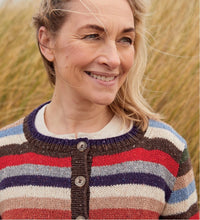 Load image into Gallery viewer, Sirdar 10693 Haworth Tweed Double Knit Striped Crew Neck Cardigan Knitting Pattern [Digital Download]