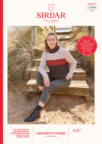 Sirdar 10698 Haworth Tweed Double Knit Sweater Knitting Pattern [Digital Download]