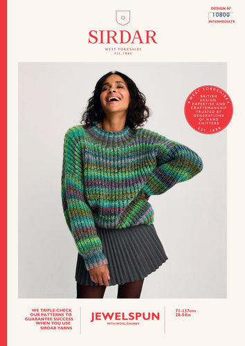 Sirdar 10800 Jewelspun Chunky Fishermans Rib Sweater Knitting Pattern [Digital Download]