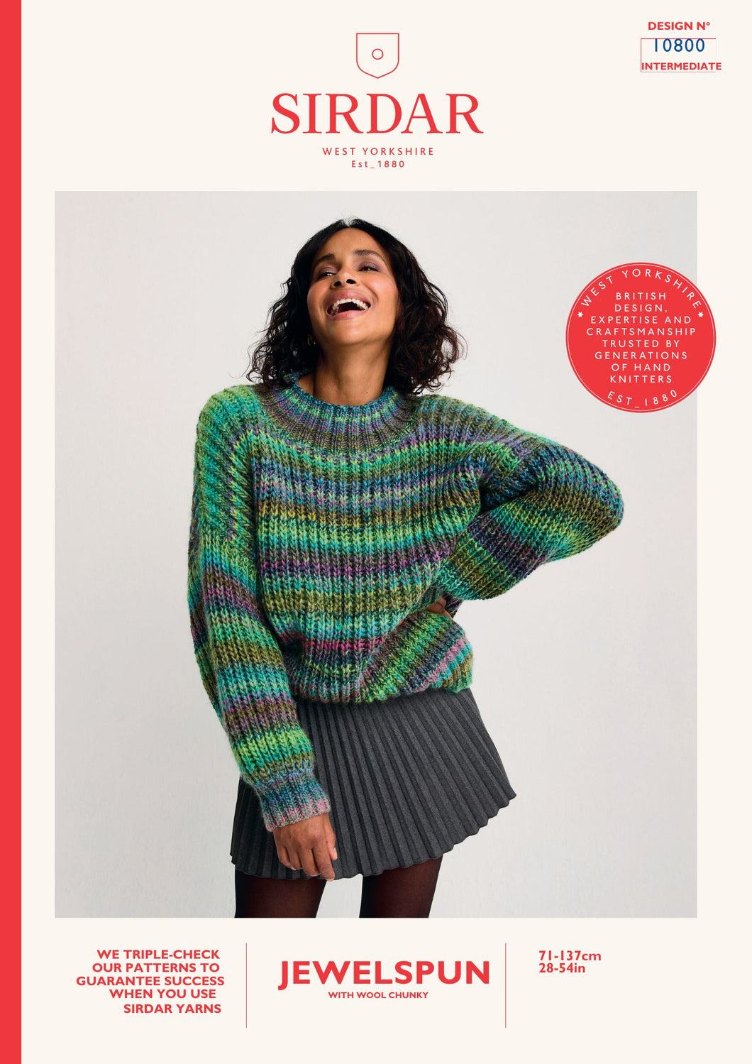 Sirdar 10800 Jewelspun Chunky Fishermans Rib Sweater Knitting Pattern [Digital Download]