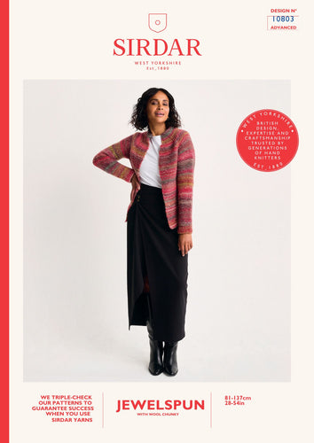 Sirdar 10803 Jewelspun Chunky Fishermans Rib Cardigan Knitting Pattern [Digital Download]