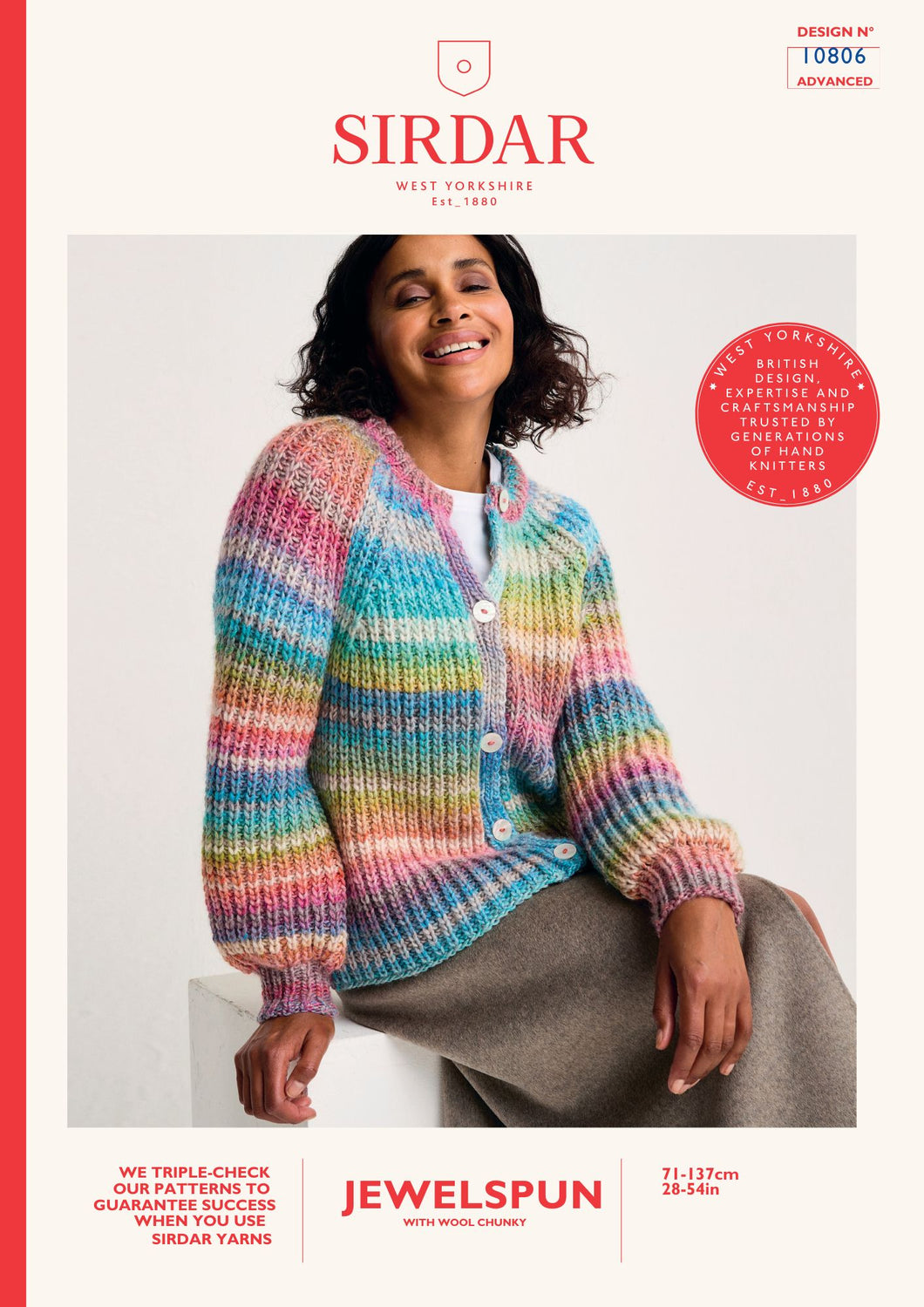 Sirdar 10806 Jewelspun Chunky Fishermans Rib Cardigan Knitting Pattern [Digital Download]