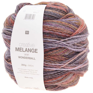 Rico  creative melange wonderball aran yarn colour lilac-orange
