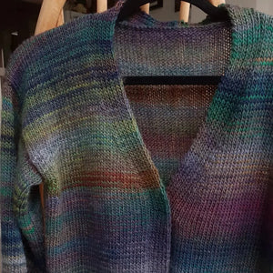 Multi coloured  blues and greens Cardigan Knitting kit  