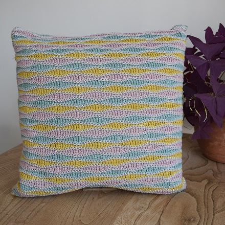 Wave stitch cushion cover crochet kit pale grey