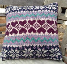 Load image into Gallery viewer, Fair Isle cushion cover knitting pattern made using aran weight yarn  Erika Knights Vintage Wool