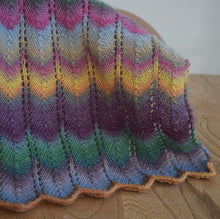 Load image into Gallery viewer, Knit One Kits merino lace scarf knitting kit yellow orange grey 14