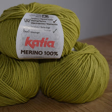 Load image into Gallery viewer, Katia merino 100% double knit yarn chartreuse green 29