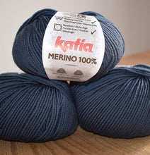 Load image into Gallery viewer, Katia merino 100% double knit yarn mid blue 53