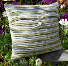 Load image into Gallery viewer, Knit One Kits Stripe crochet cushion cover kit