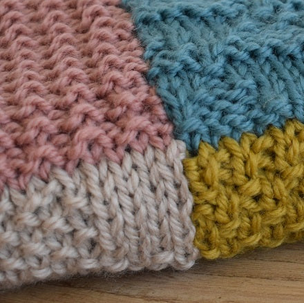 Patchwork blanket 100% merino aran knitting kit