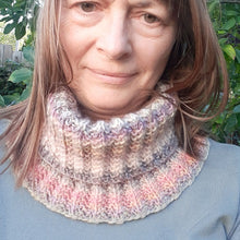 Load image into Gallery viewer, Multi coloured cowl made in Lang Frida yarn 