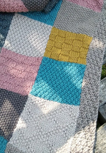 Patchwork blanket 100% merino knitting kit