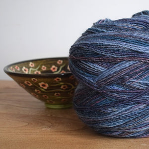 Rico Blue (405) creative melange wonderball yarn for the Garter Stitch Shawl Kit