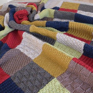Patchwork blanket 100% merino knitting kit
