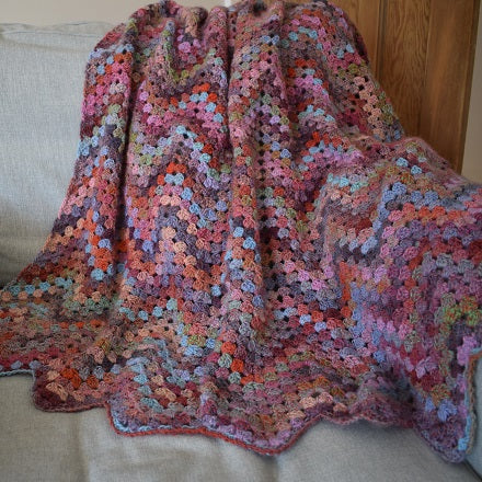 Crochet blanket using Sirdar Jewelspun colour 0844