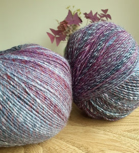 Sirdar Jewelspun yarn colour 842, shades of purples