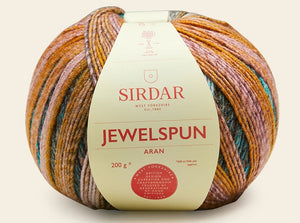 Sirdar Jewelspun yarn colour 707, shades of grey, mustard, turquoise