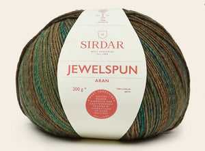 Sirdar Jewelspun yarn colour 845 Golden Green, shades of green