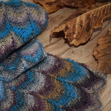 Load image into Gallery viewer, Multi coloured hand knitted merino scarf