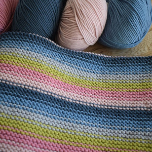 Garter stitch knitted buggy blanket kit - available in 3 colourways