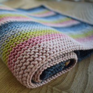 Garter stitch knitted buggy blanket kit