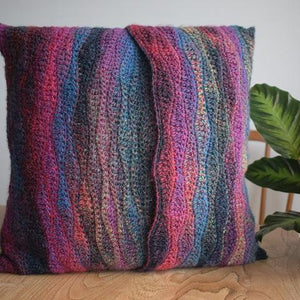 Wave stitch crochet cushion kit Jewel spun Sirdar 847