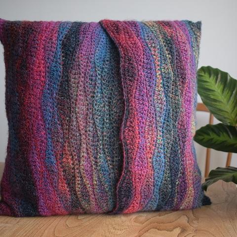 Wave stitch crochet cushion kit Jewel spun Sirdar 847