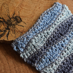 Wave stitch cushion cover crochet kit dusky blues