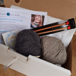 Cowl knitting kit with box from Knit One Kits 